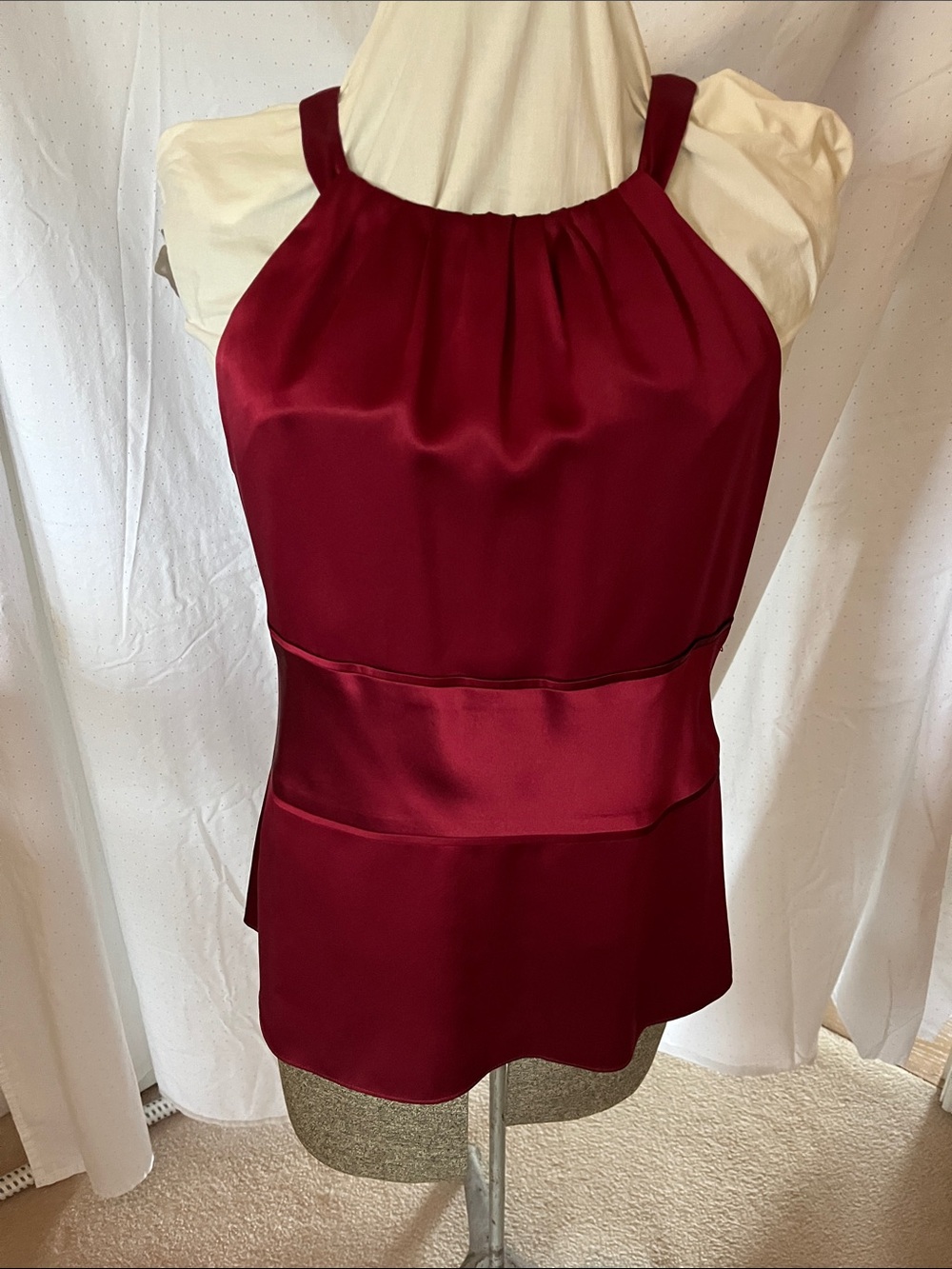 Ann Taylor Satin Halter Camisole in Burgundy